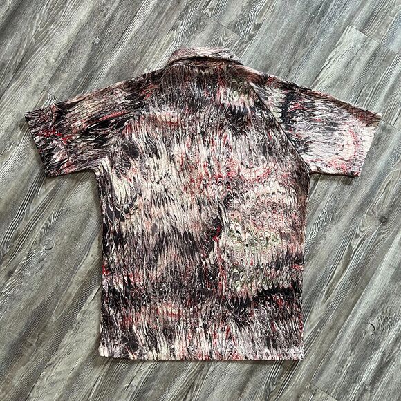 Vintage 1970s Lilly Dache Psychedelic Polyester Top M - Picture 2 of 5